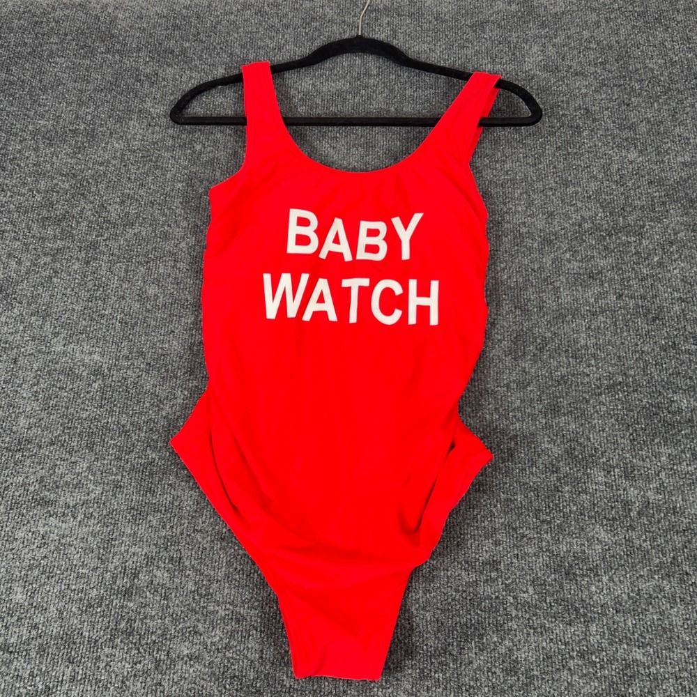 Red Baby Watch One Piece Swimsuit Women's Size S Scoop Neck‎